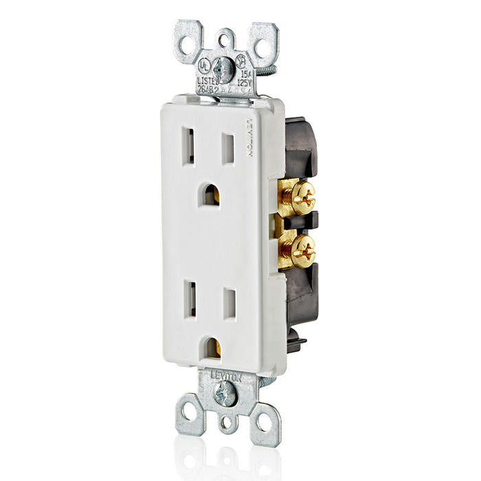Leviton 5325-W 15 Amp, 125 Volt, Decora Duplex Receptacle