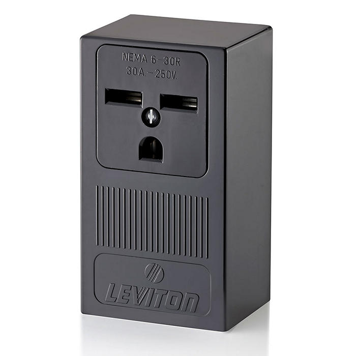 Leviton 5376 30 Amp, 250 Volt, 2P, 3W, Surface Mtg Receptacle, Straight Blade