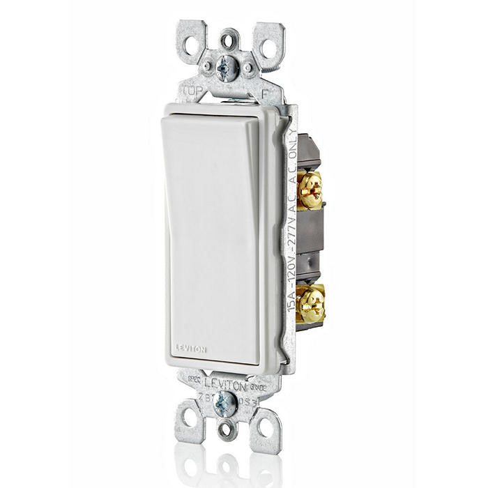 Leviton 5601-2W 15 Amp Decora Single-Pole Switch, Grounding - White