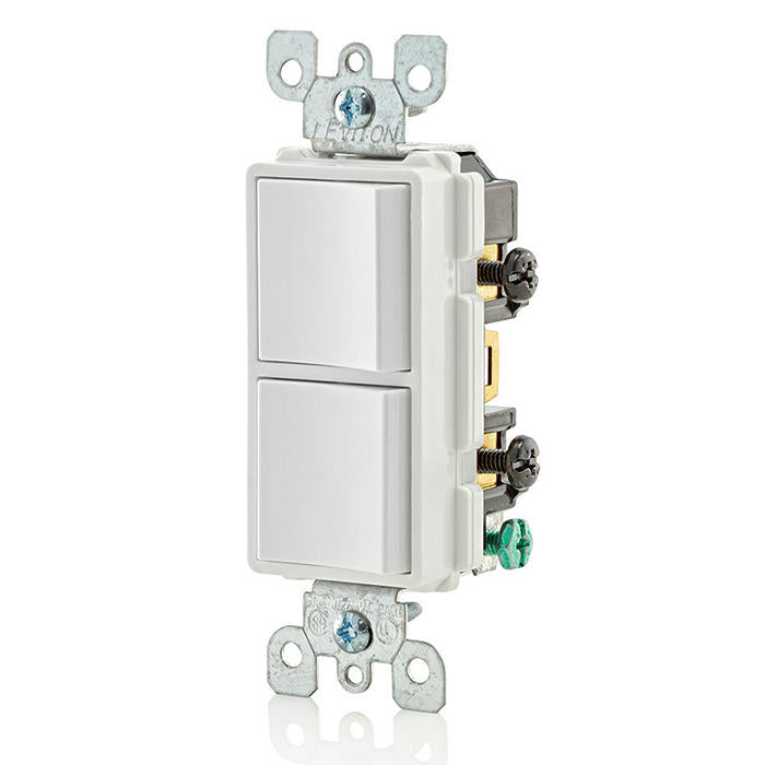 Leviton 5634-W 15 Amp Decora Single-Pole / Single-Pole Combination Switch