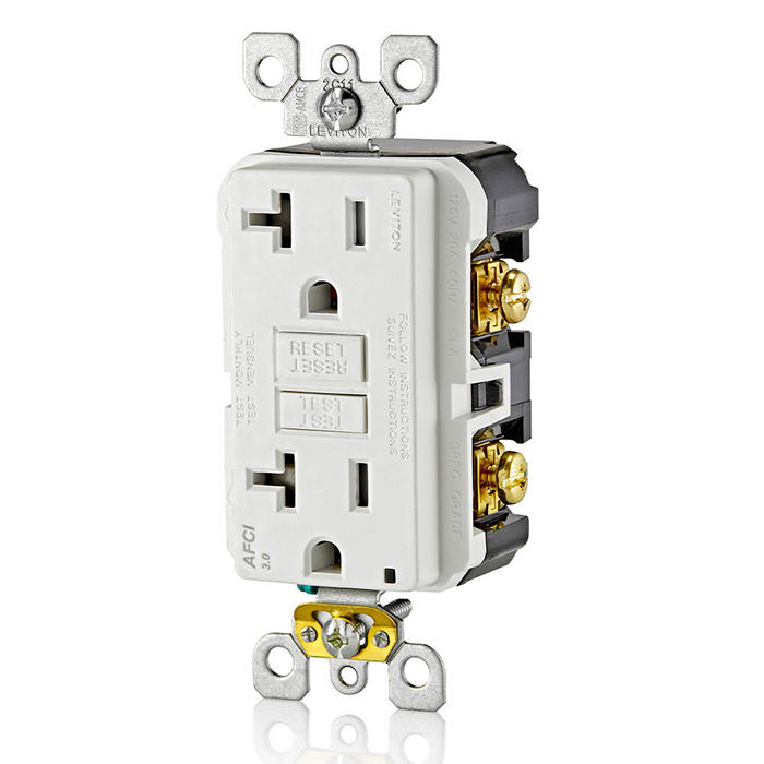 Leviton AFTR2-W 20 Amp, Self Test, Tamper-Resistant AFCI Outlet
