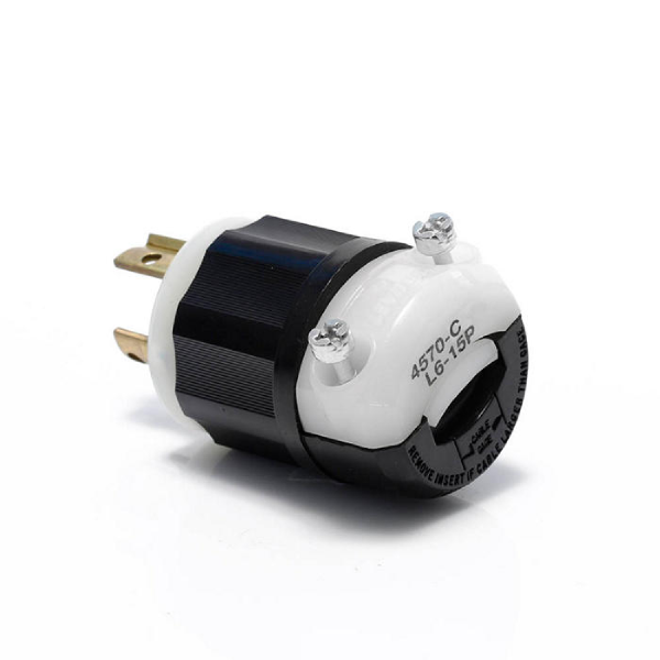 Leviton 4570-C 15 Amp, 250 Volt, NEMA L6-15P, 2P, 3W, Locking Plug, Industrial Grade, Grounding