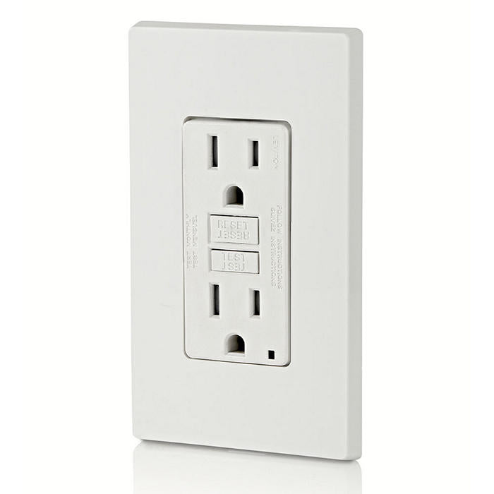 Leviton GFTR1-W 15 Amp, 125 Volt Receptacle/Outlet, 20 Amp Feed-Through, Self-test SmartlockPro