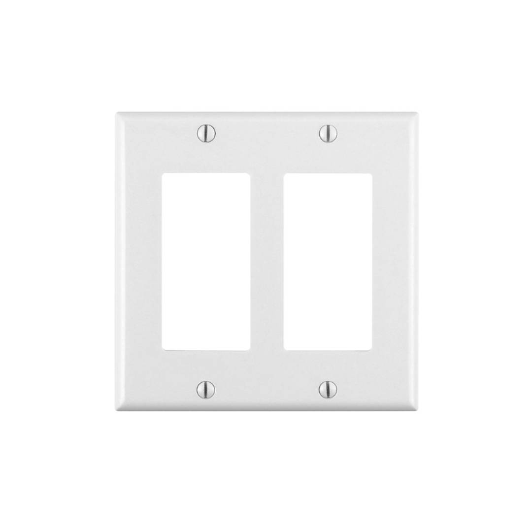 Leviton 80409-NW 2-Gang Decora/GFCI Device Decora Wallplate/Faceplate