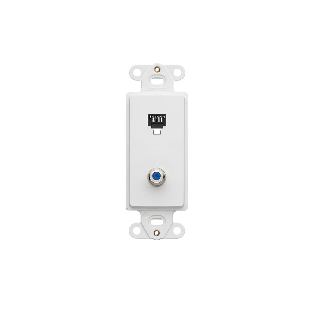 Leviton 40659-W Decora Insert, 6P4C + F connector, Screw Terminals