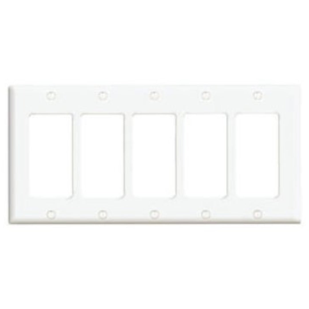 Leviton 80423-W 5-Gang Decora/GFCI Device Decora Wallplate