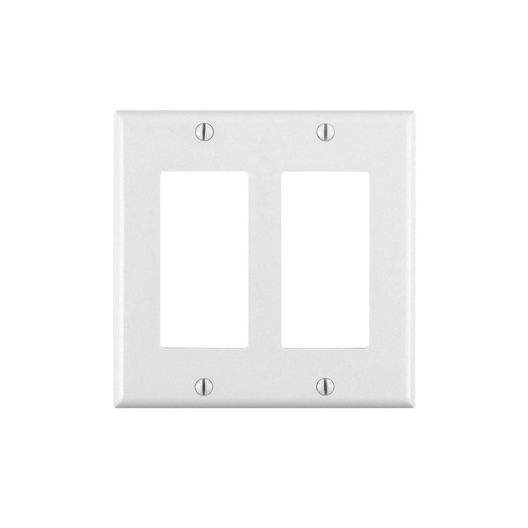 Leviton 80409-W 2-Gang Decora/GFCI Device Wallplate