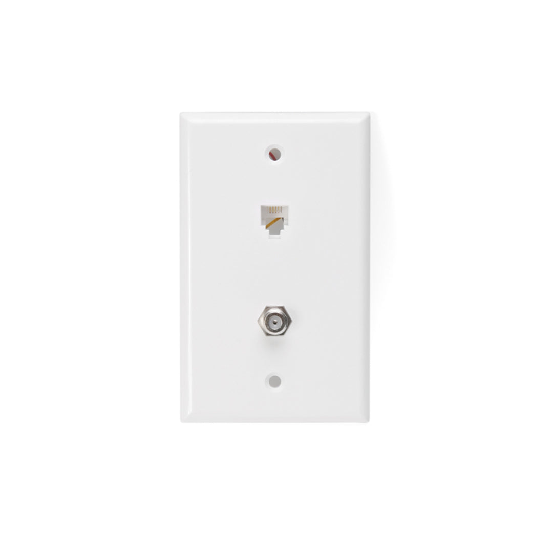 Leviton 40259-W Telephone Wall Jack, 6P4C, Standard, Flush-Mount, White