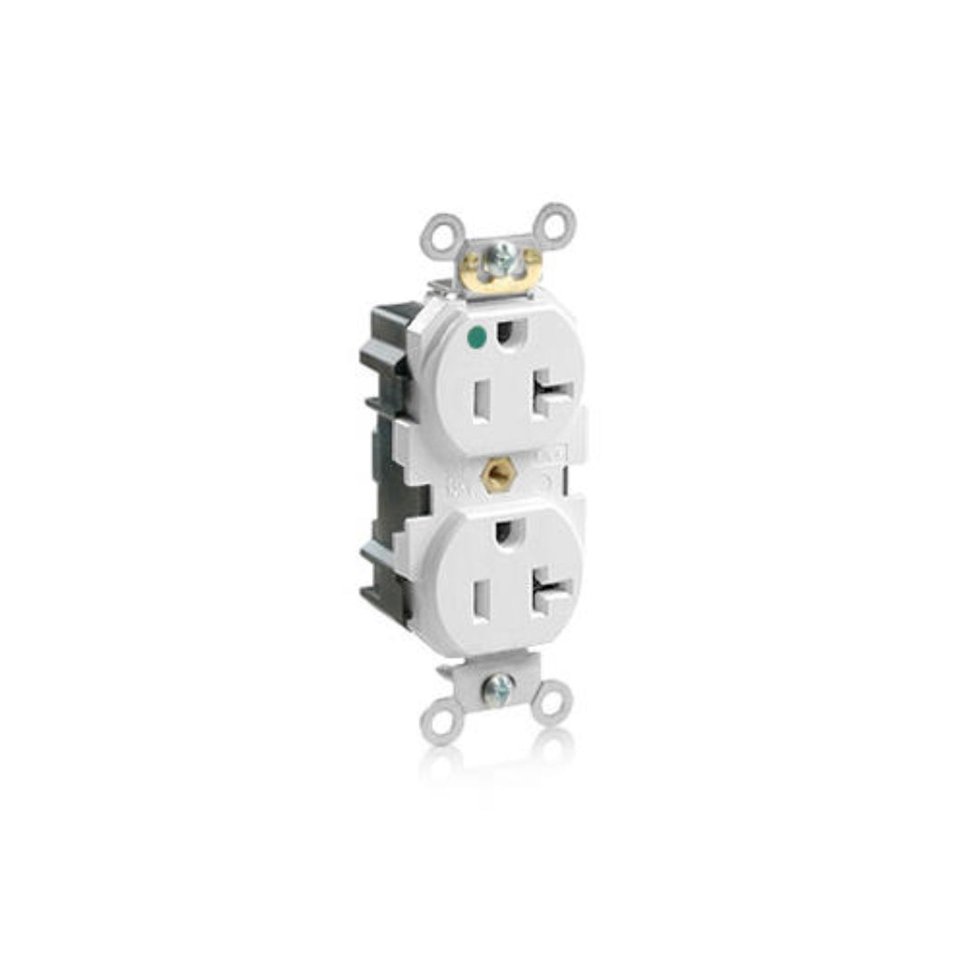 Leviton M8300-HW 20 Amp, 125 Volt, Narrow Body Duplex Receptacle