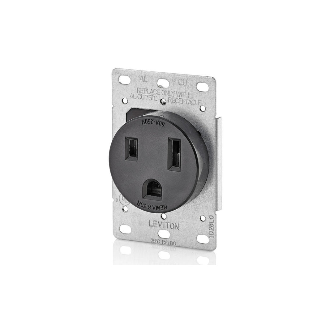 Leviton 5374-S00 50 Amp, 250 Volt, Flush Mounting Receptacle