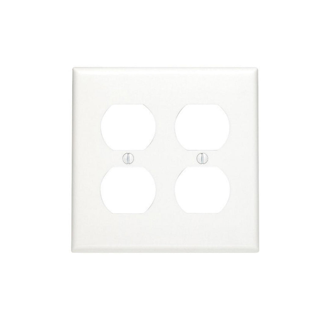 Leviton 80716-W 2-Gang Duplex Outlet/Receptacle Wallplate, Standard Size