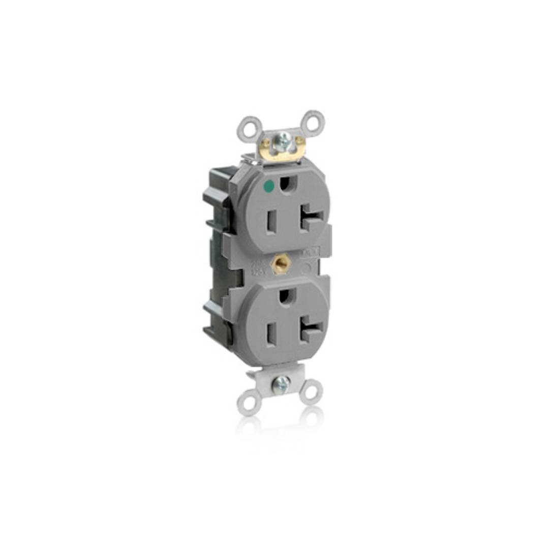 Leviton M8300-HGY Lev-Lok Duplex Receptacle Outlet