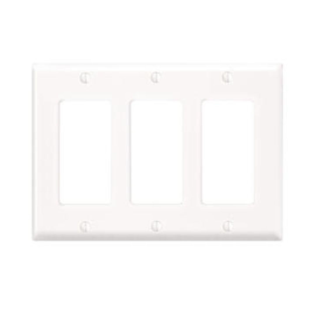 Leviton 80411-NW 3-Gang Decora/GFCI Device Decora Wallplate