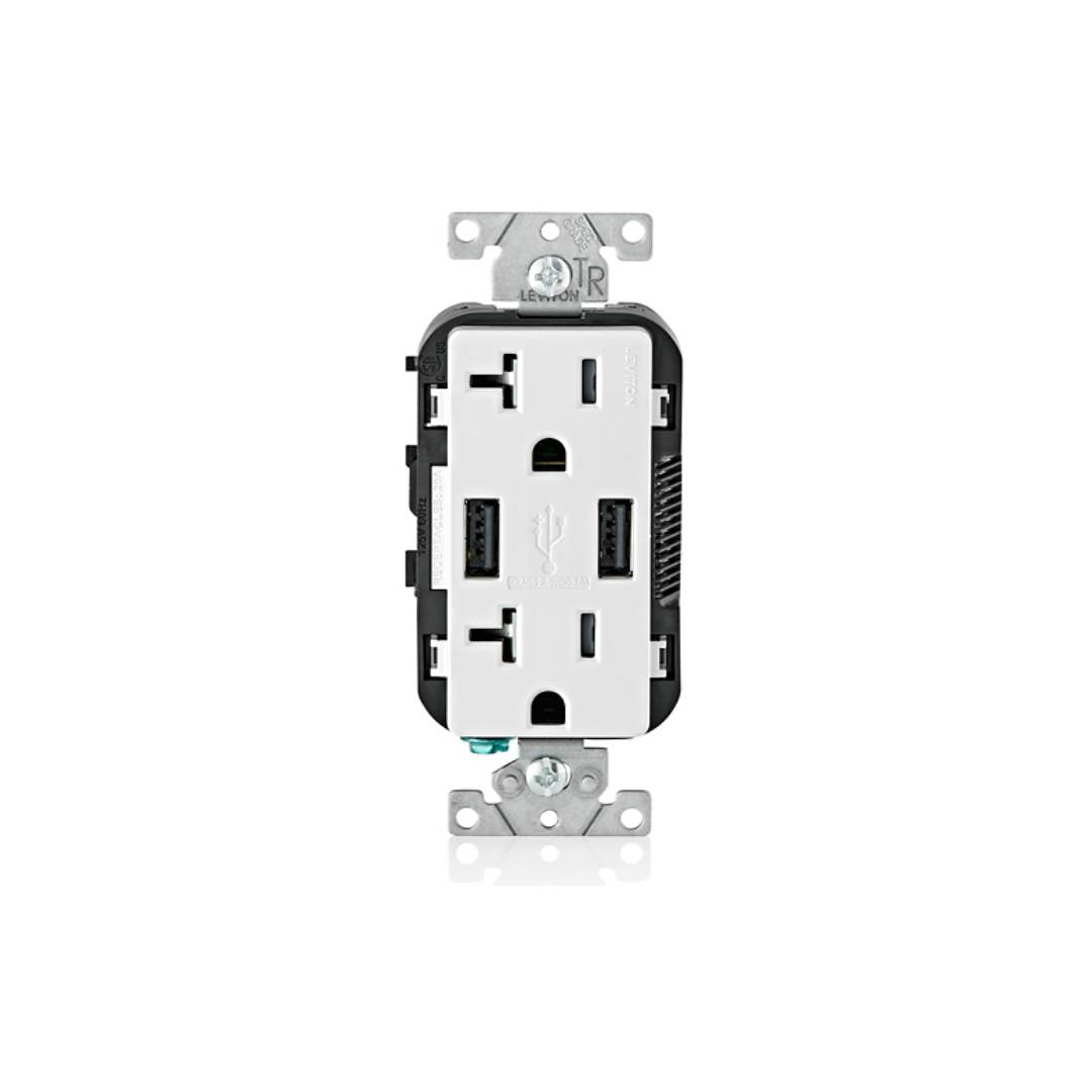 Leviton T5832-W Combination Duplex Receptacle/Outlet and USB Charger