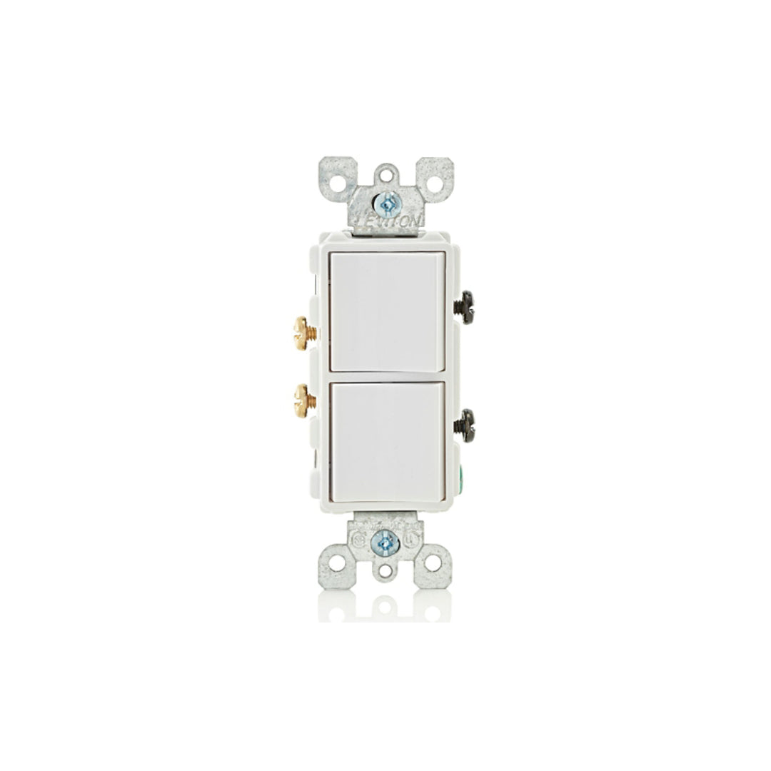 Leviton 5634-W 15 Amp Decora Single-Pole / Single-Pole Combination Switch