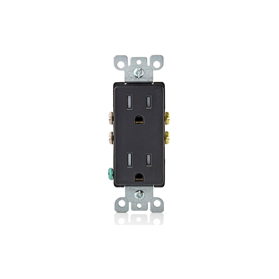 Leviton T5325-E 15 Amp Decora Tamper-Resistant Duplex Outlet/Receptacle, Grounding, Black