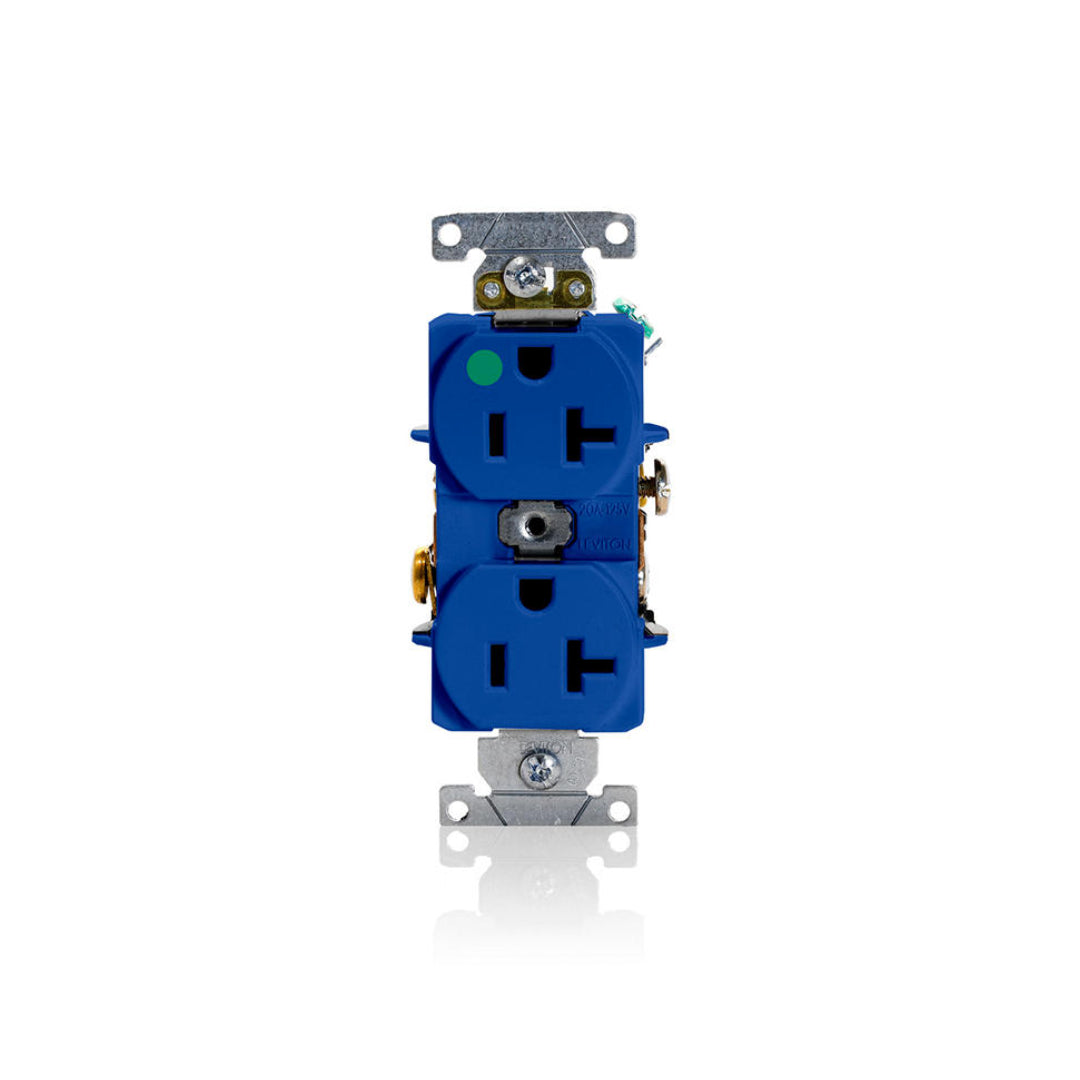 Leviton 8300-HBU 20 Amp Duplex Receptacle/Outlet, Hospital Grade, Self-Grounding