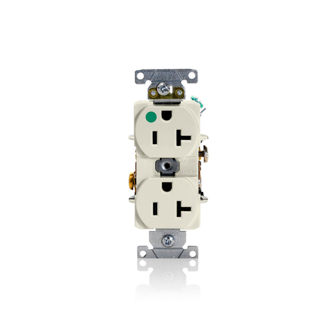 Leviton 8300-HT 20 Amp Duplex Receptacle/Outlet, Hospital Grade, Self-Grounding