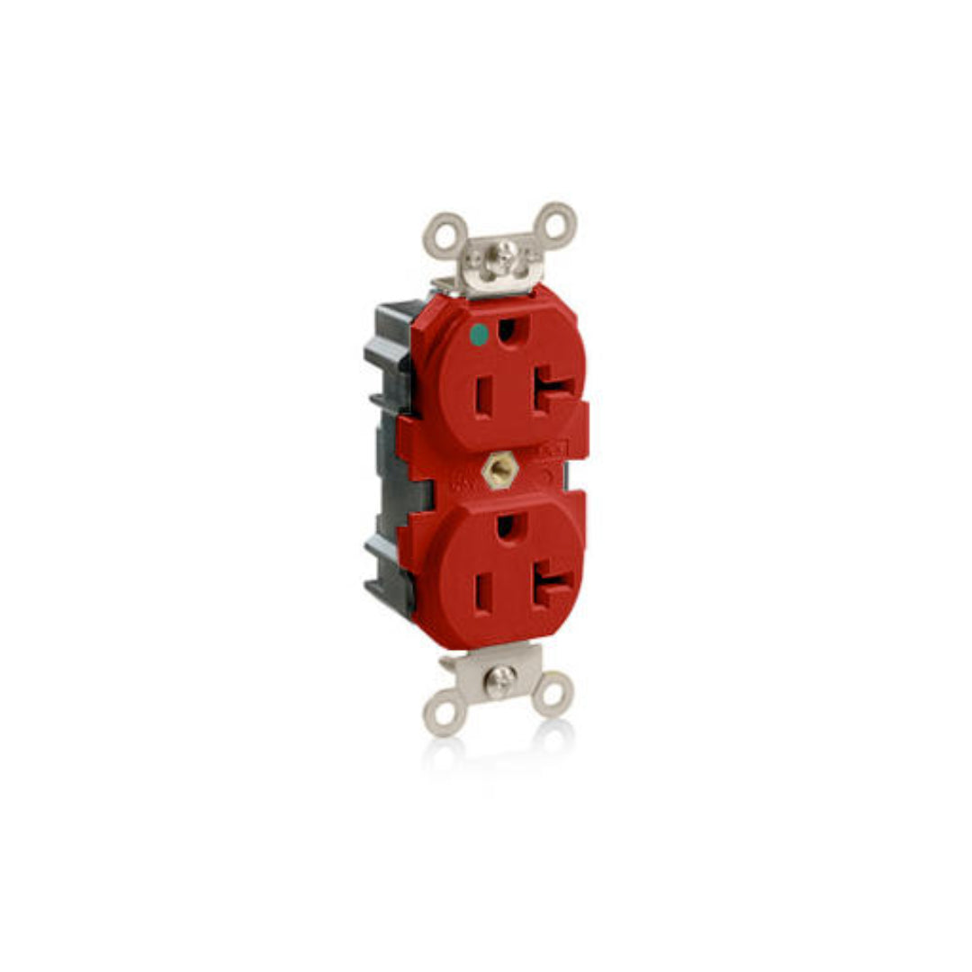 Leviton M8300-R Lev-Lok Duplex Receptacle Outlet, Extra Heavy-Duty Hospital Grade, Smooth Face