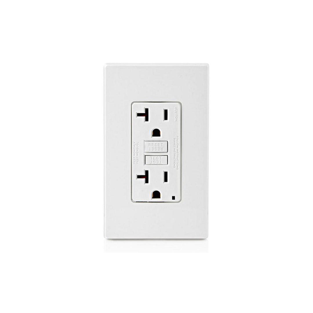Leviton GFNT2-W 20 Amp, Self Test, Non Tamper-Resistant GFCI Outlet with LED Indicator Light