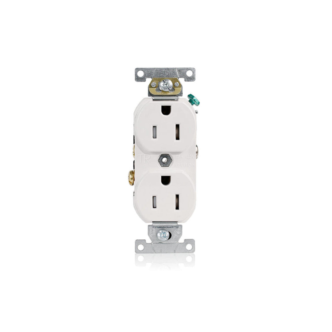 Leviton TBR15-W Tamper-Resistant Duplex Receptacle, 15 Amp, 125 Volt