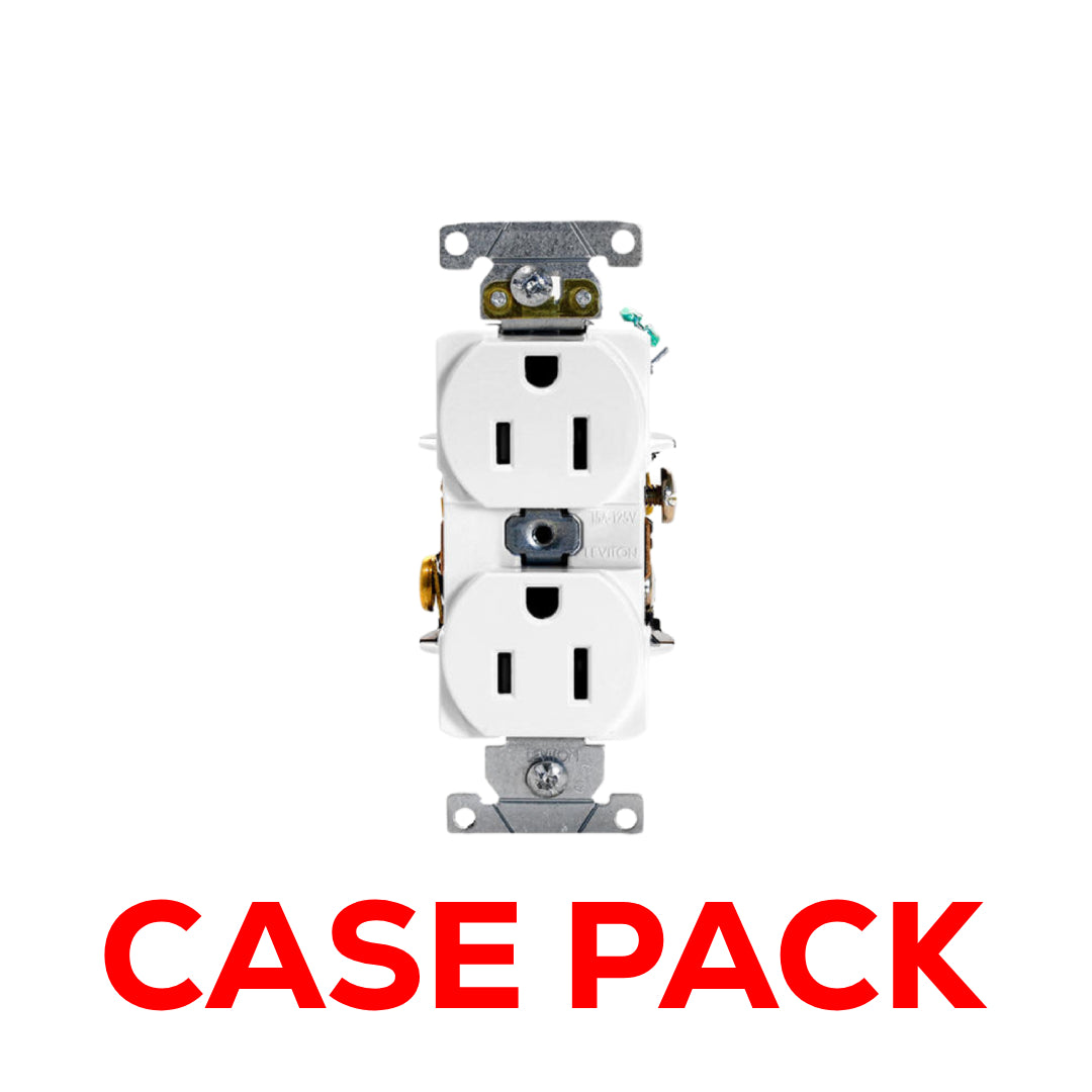 10 Pack Leviton 5252-W 15 Amp, 125 Volt, Industrial Series Heavy Duty Specification Grade, Duplex Receptacle, Straight Blade, Self Grounding,