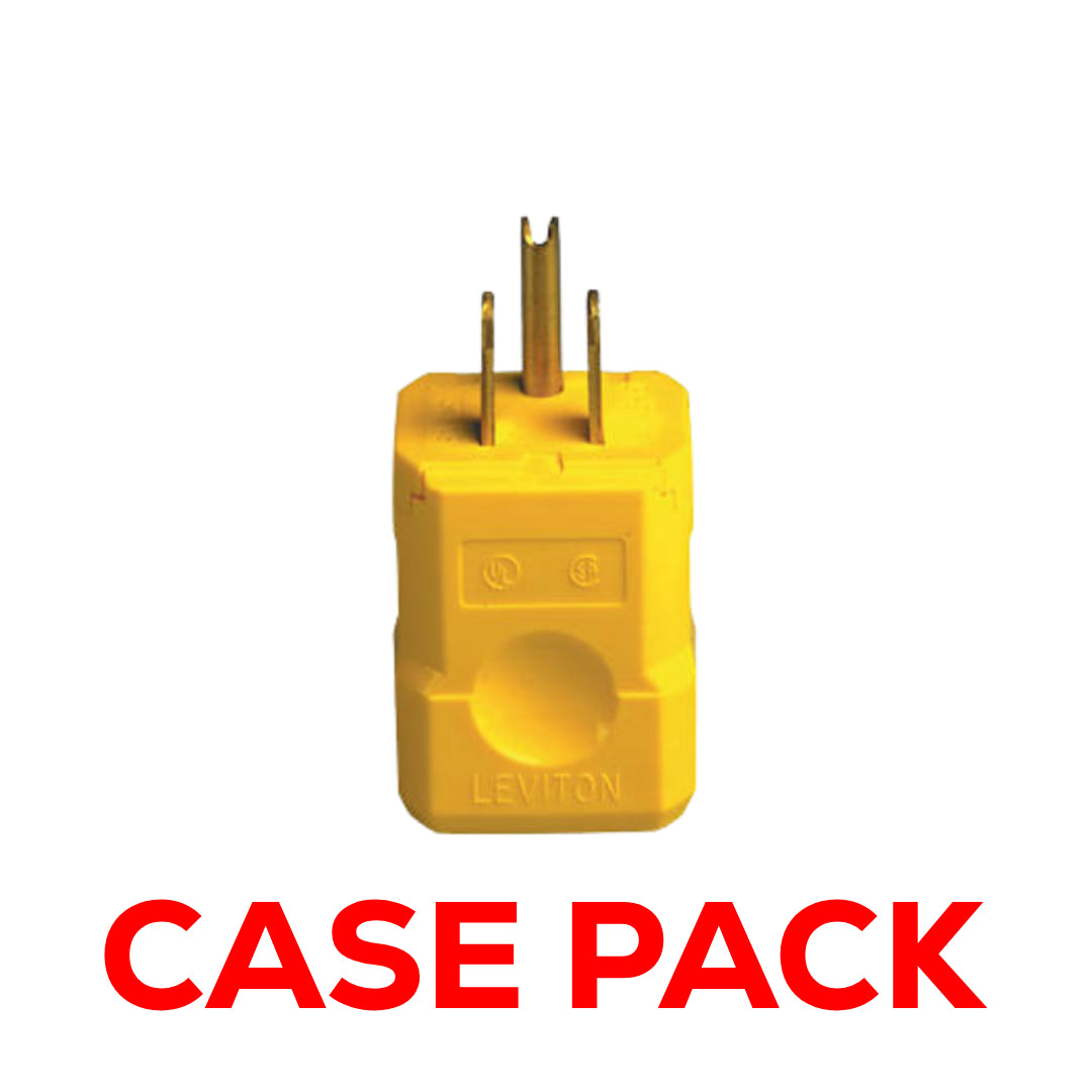 10 Pack Leviton 5256-VY 15 Amp, 125 Volt, Industrial Grade, Plug, Straight Blade, Grounding, Python, Yellow
