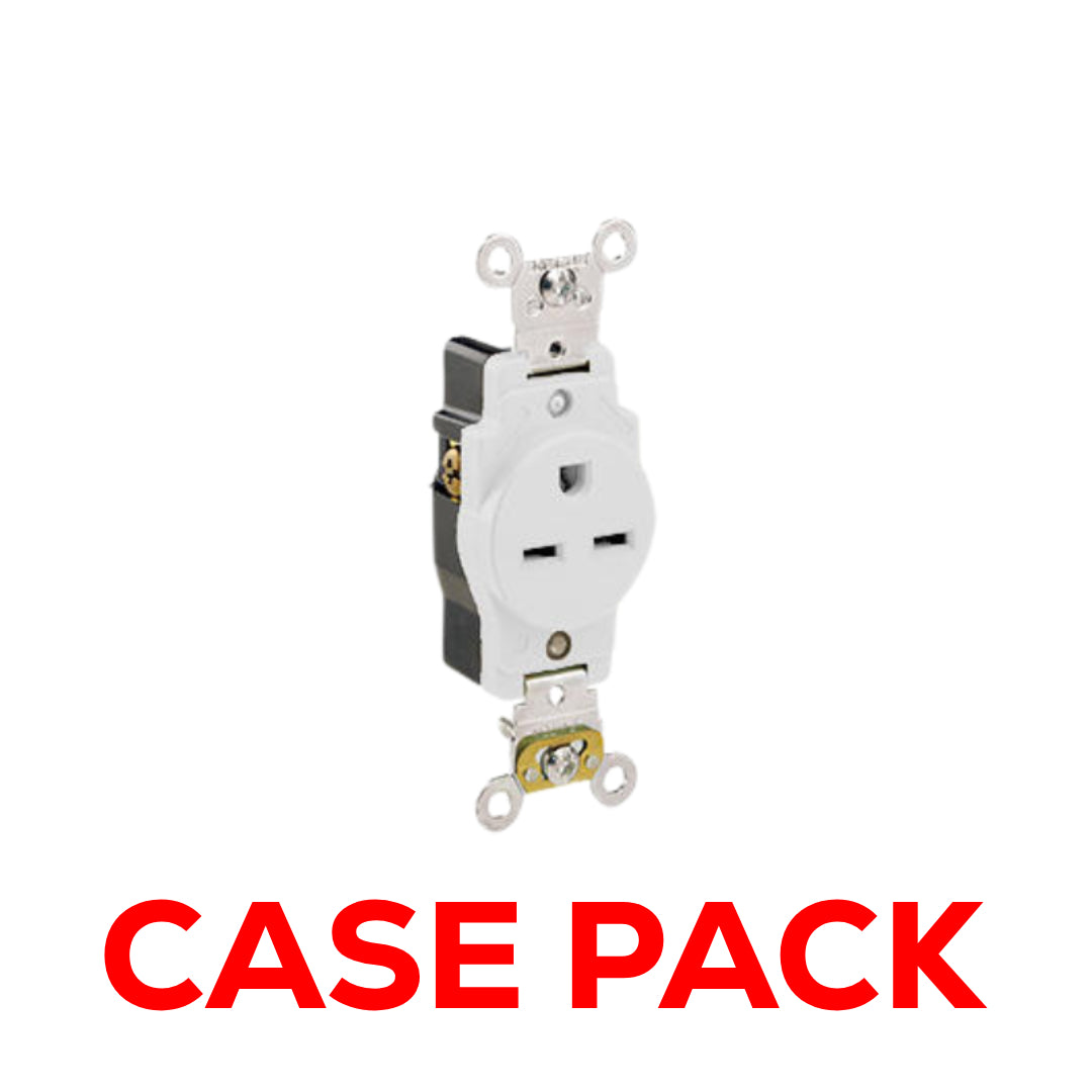 10 Pack Leviton 5661-W 15 Amp Single Receptacle/Outlet, Industrial Grade, Self-Grounding