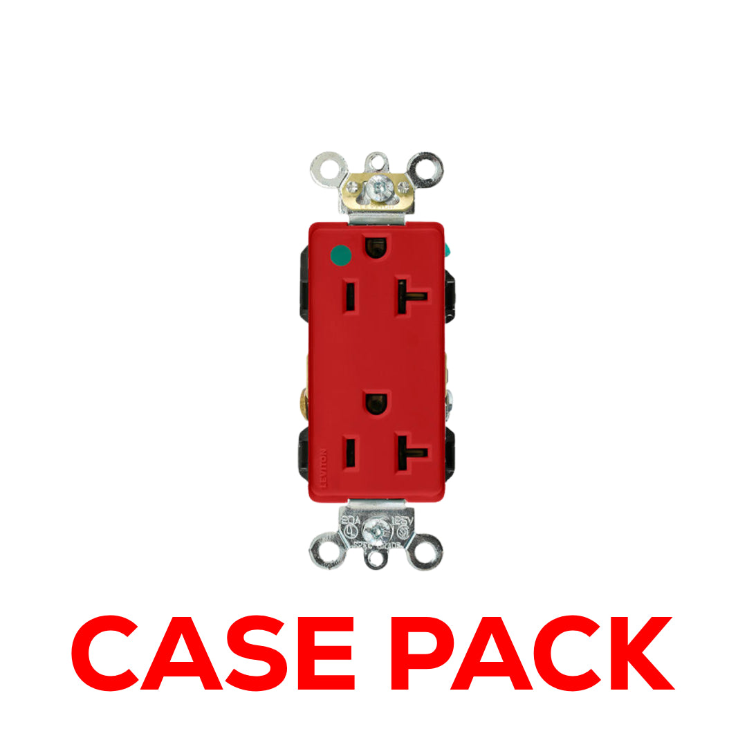 10 Pack Leviton 16362-HGR 20 Amp, 125 Volt, Decora Plus Duplex Receptacle, Straight Blade, Hospital Grade, Self Grounding