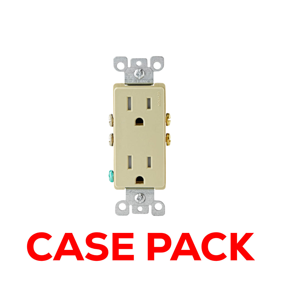 10 PackLeviton T5325-I 15 Amp Decora Tamper-Resistant Duplex Outlet/Receptacle, Grounding, Ivory