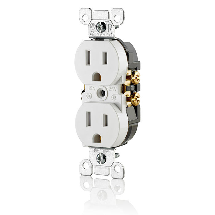 Leviton T5320-W 15 Amp, 125 Volt, NEMA: 5-15R, Pole: 2, 3-Wire, Tamper-Resistant, Duplex Receptacle/Outlet