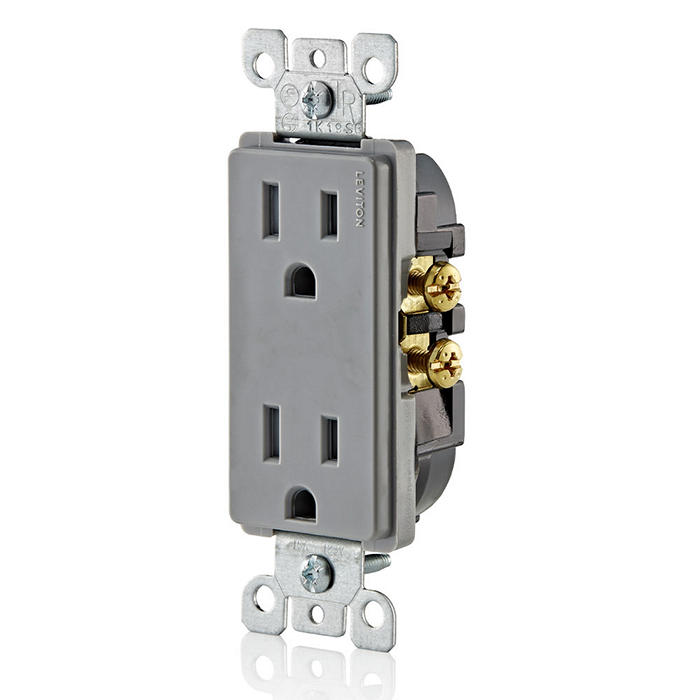 Leviton T5325-GY 15 Amp Decora Tamper-Resistant Duplex Outlet/Receptacle