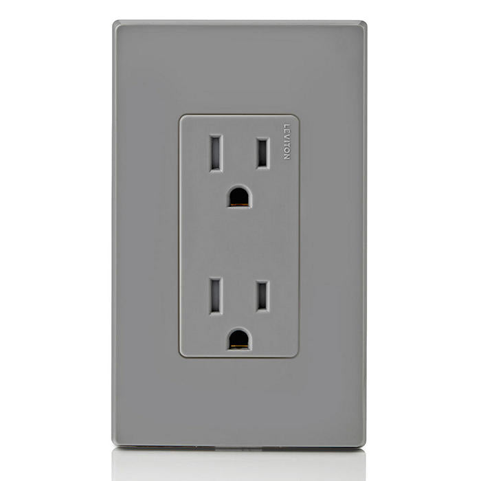 Leviton T5325-GY 15 Amp Decora Tamper-Resistant Duplex Outlet/Receptacle