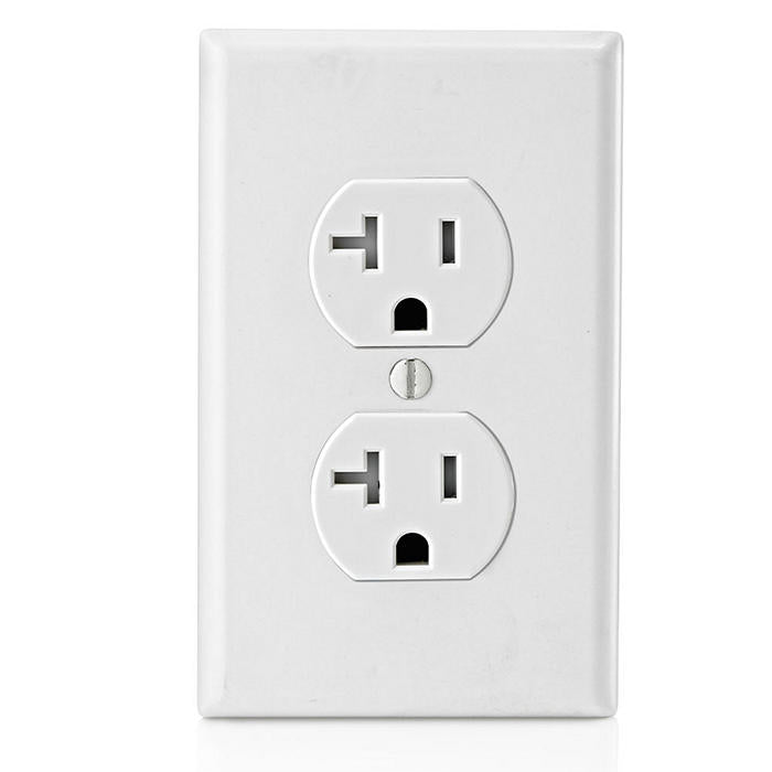 Leviton T5820-W 20 Amp Duplex Tamper-Resistant Outlet/Receptacle, Grounding