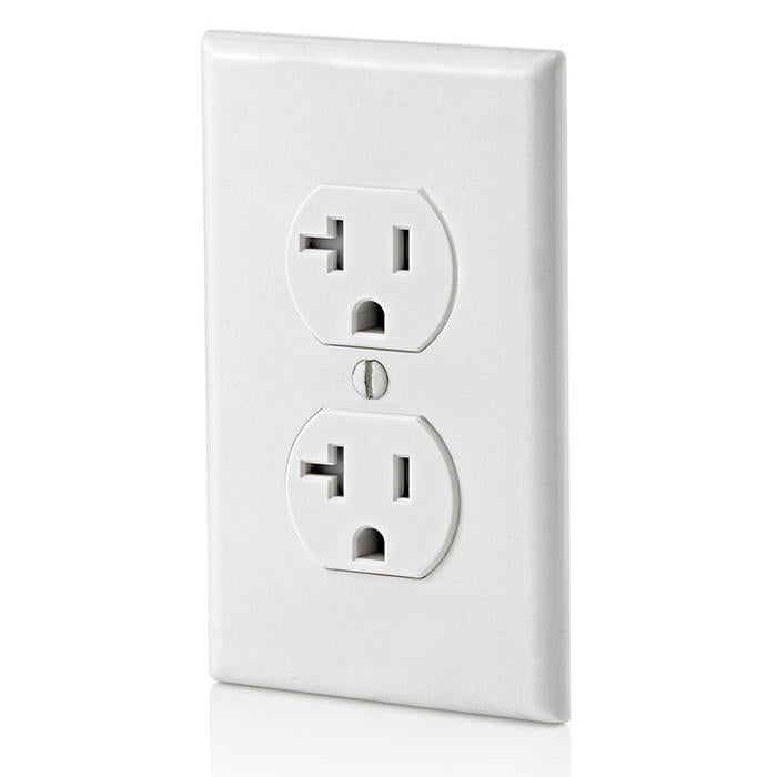 Leviton T5820-W 20 Amp Duplex Tamper-Resistant Outlet/Receptacle, Grounding