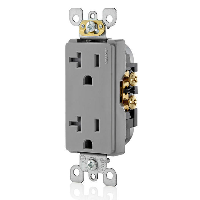 Leviton T5825-GY 20 Amp Decora Tamper-Resistant Duplex Outlet/Receptacle