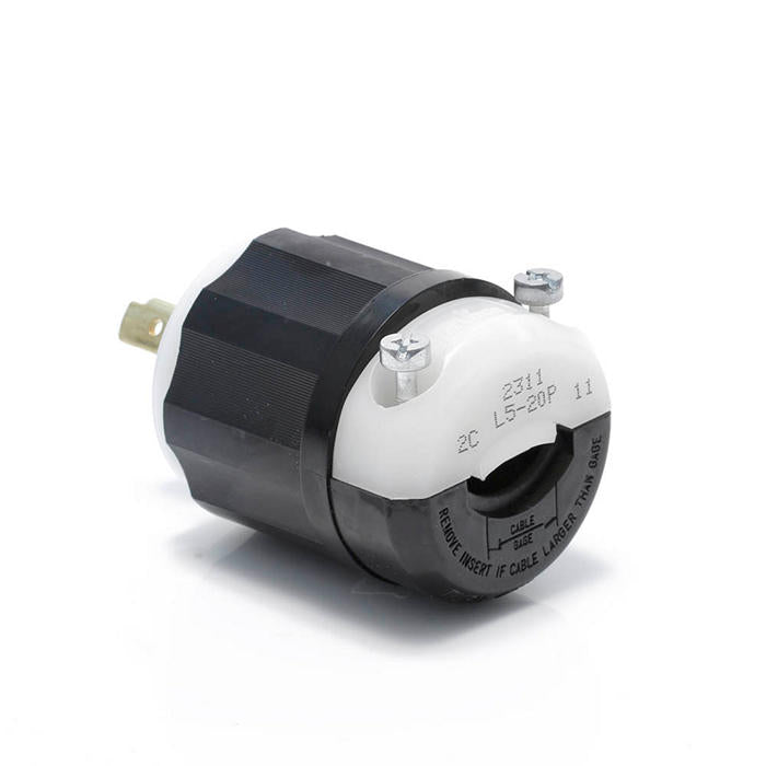 Leviton 2311 20 Amp, 125 Volt, NEMA L5-20P, 2P, 3W, Locking Plug, Industrial Grade, Grounding