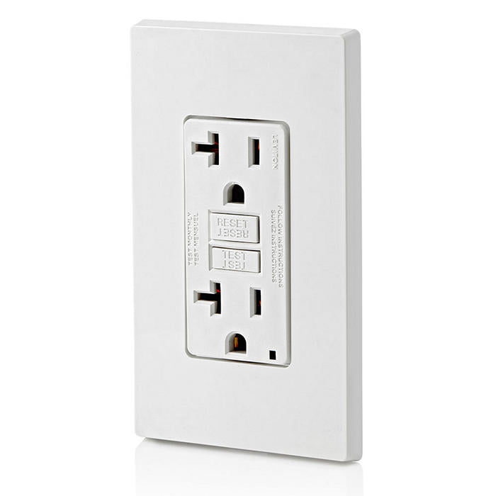 Leviton GFNT2-W 20 Amp, Self Test, Non Tamper-Resistant GFCI Outlet with LED Indicator Light