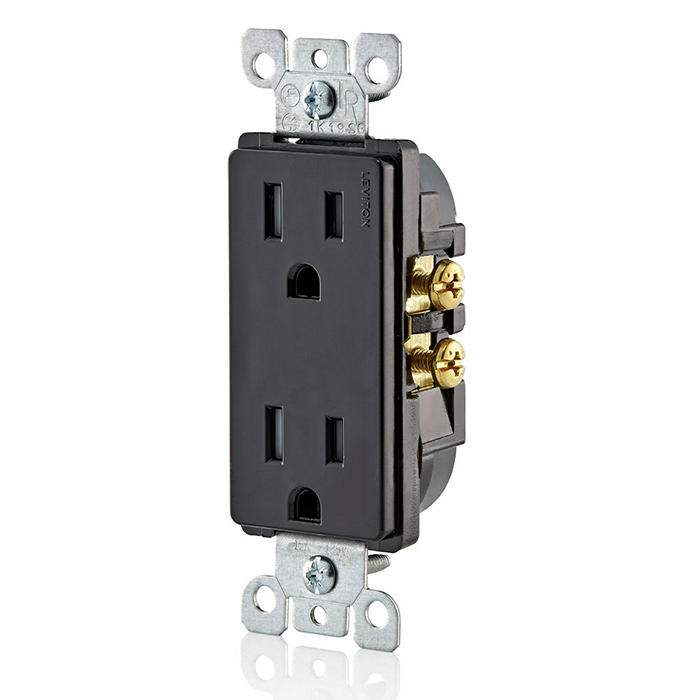 Leviton T5325-E 15 Amp Decora Tamper-Resistant Duplex Outlet/Receptacle, Grounding, Black