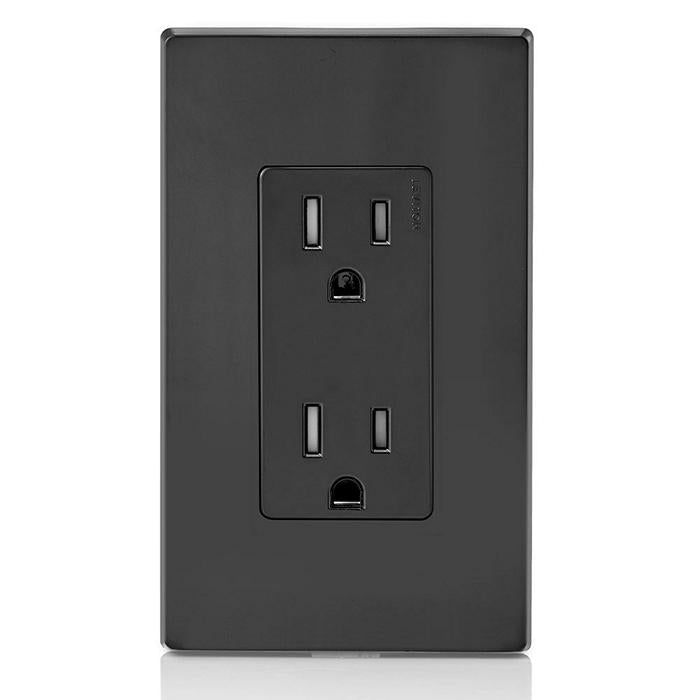 Leviton T5325-E 15 Amp Decora Tamper-Resistant Duplex Outlet/Receptacle, Grounding, Black