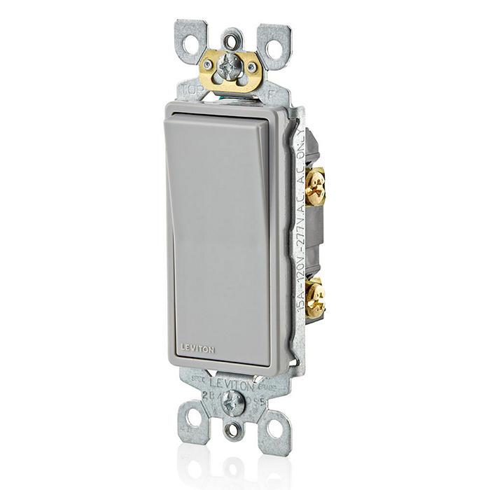 Leviton 5601-P2G 15 Amp Decora Single-Pole Switch, Self-Grounding