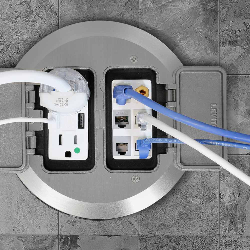 Leviton FBBOX-GY 2-Gang Concrete Floor Box System, 6.25” tall PVC Box