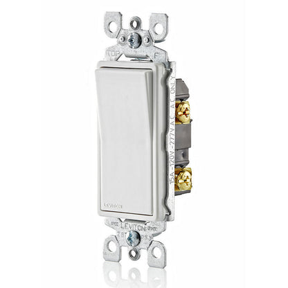 Leviton 5601-2W 15 Amp Decora Single-Pole Switch, Grounding - White