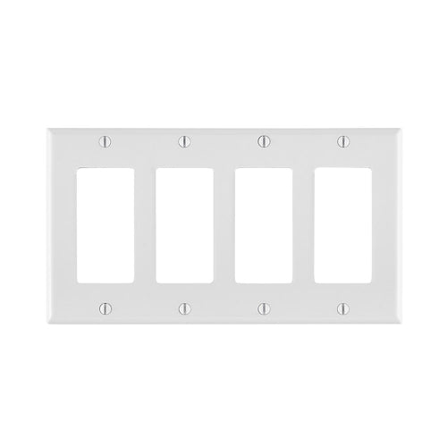 Leviton 80412-NW 4-Gang Decora/GFCI Device Wallplate