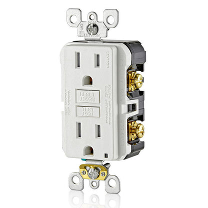 Leviton GFTR1-W 15 Amp, 125 Volt Receptacle/Outlet, 20 Amp Feed-Through, Self-test SmartlockPro