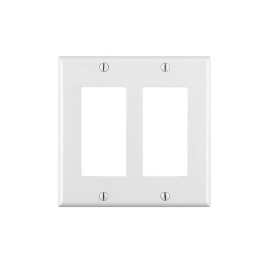 Leviton 80409-NW 2-Gang Decora/GFCI Device Decora Wallplate/Faceplate