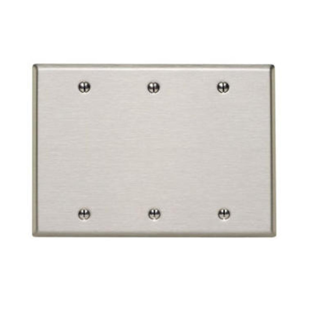 Leviton 84033-40 3-Gang Blank Device Wallplate, Standard Size, Non-Magnetic