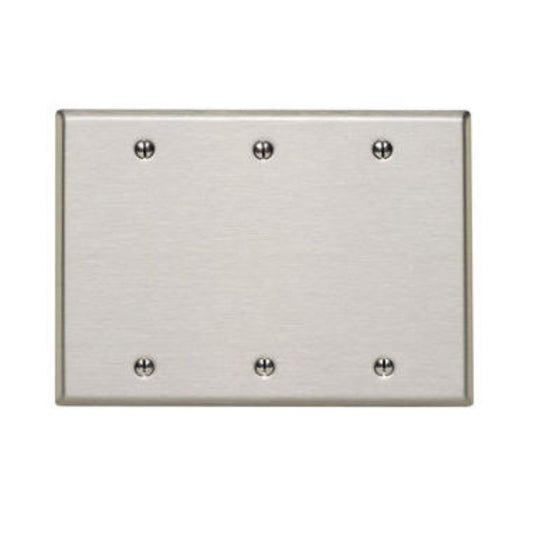 Leviton 84033-40 3-Gang Blank Device Wallplate, Standard Size, Non-Magnetic