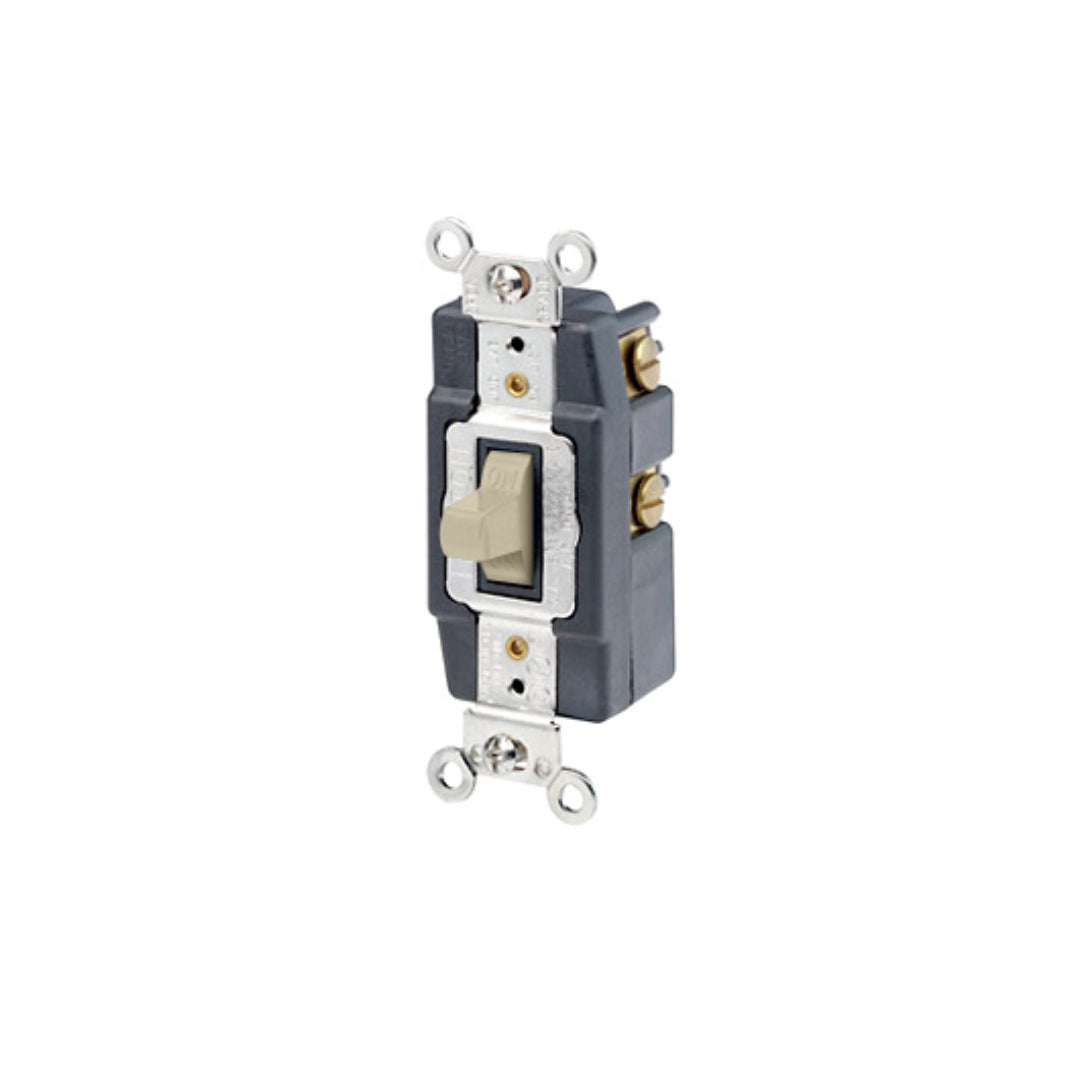 Leviton 1257-I 20 Amp, 120/277 Volt, Toggle Double-Throw Ctr-OFF Momentary Contact  Quiet Switch