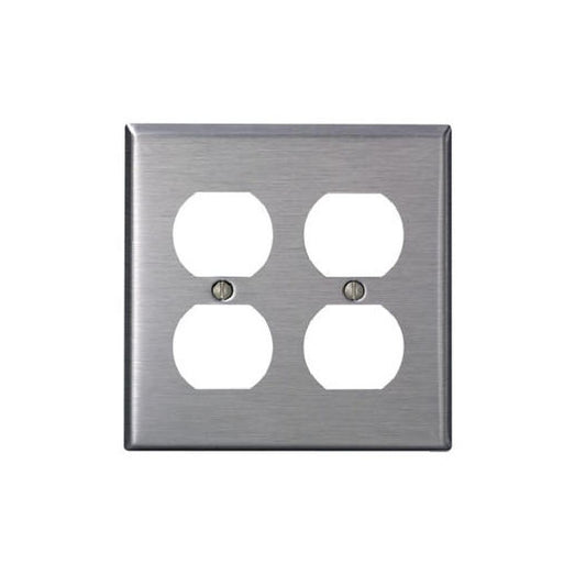 Leviton 84016-40 2-Gang Duplex Wallplate, Standard Size, Non-Magnetic Stainless